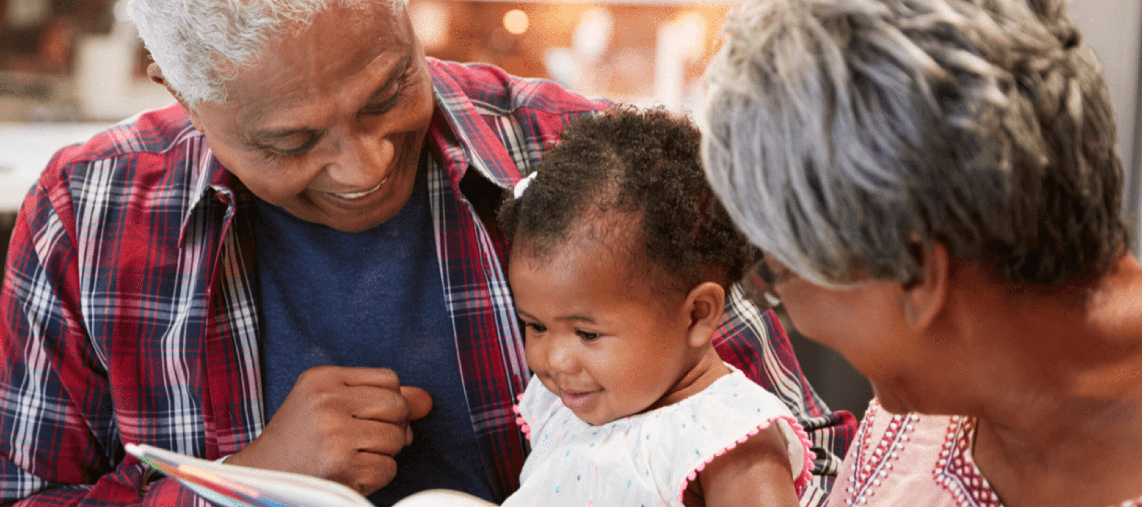 Older generation helping child read