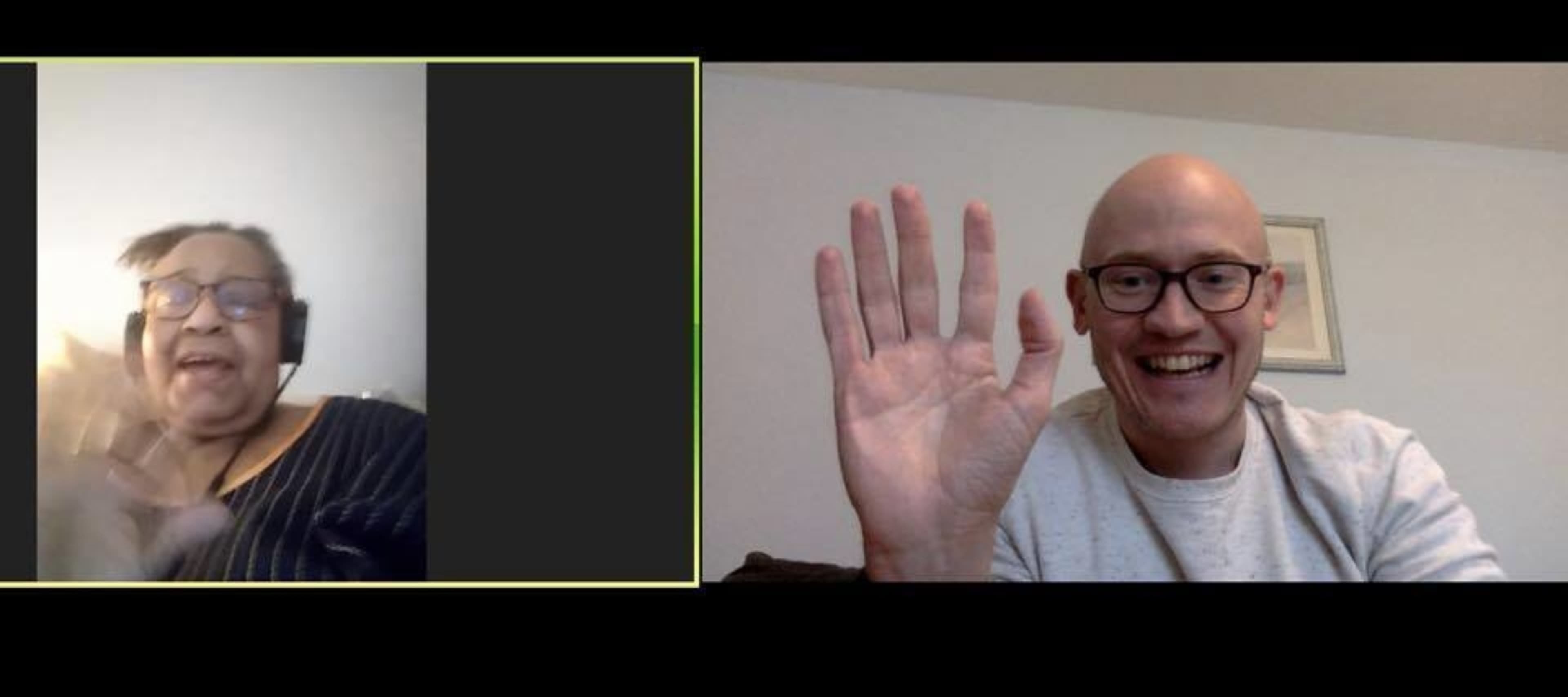 Andy at North London Cares connecting with a neighbour on zoom!